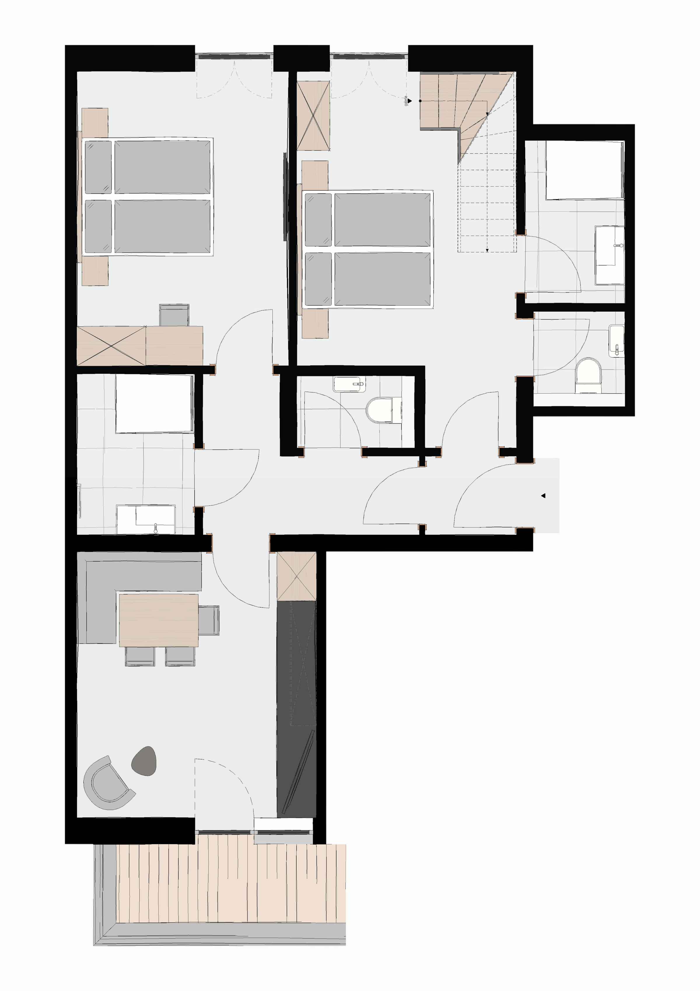 Grundriss von Familienappartement Deluxe